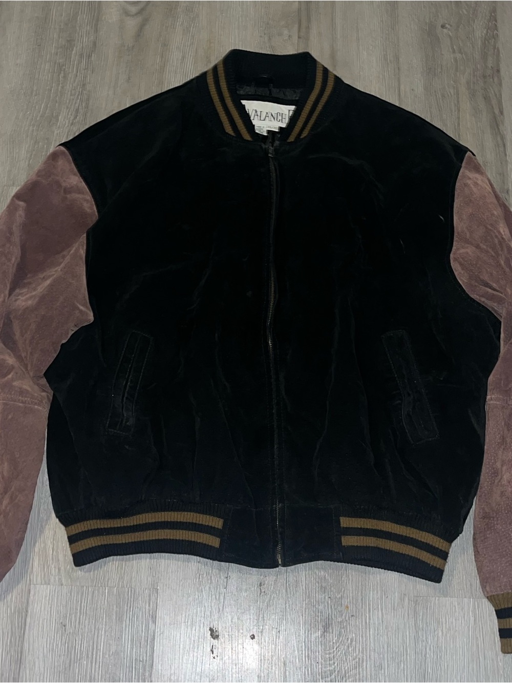 Avalanche Black Bomber Jacket with Mauve Sleeves